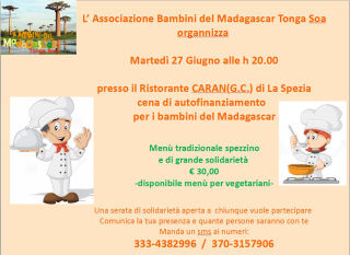 Bambini del Madagascar Tonga Soa - Cena La Spezia