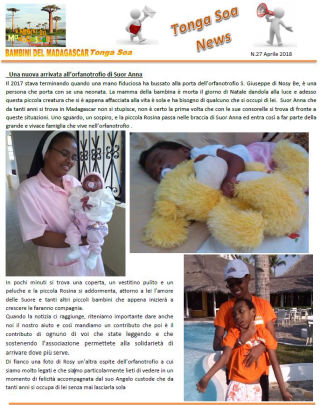 Tonga Soa News n.27 - Aprile 2018